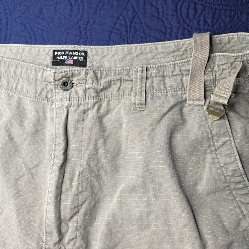 Polo Jeans Co Ralph Lauren Mens 40x12 Cargo Military Shorts Khaki Utility Hiking
